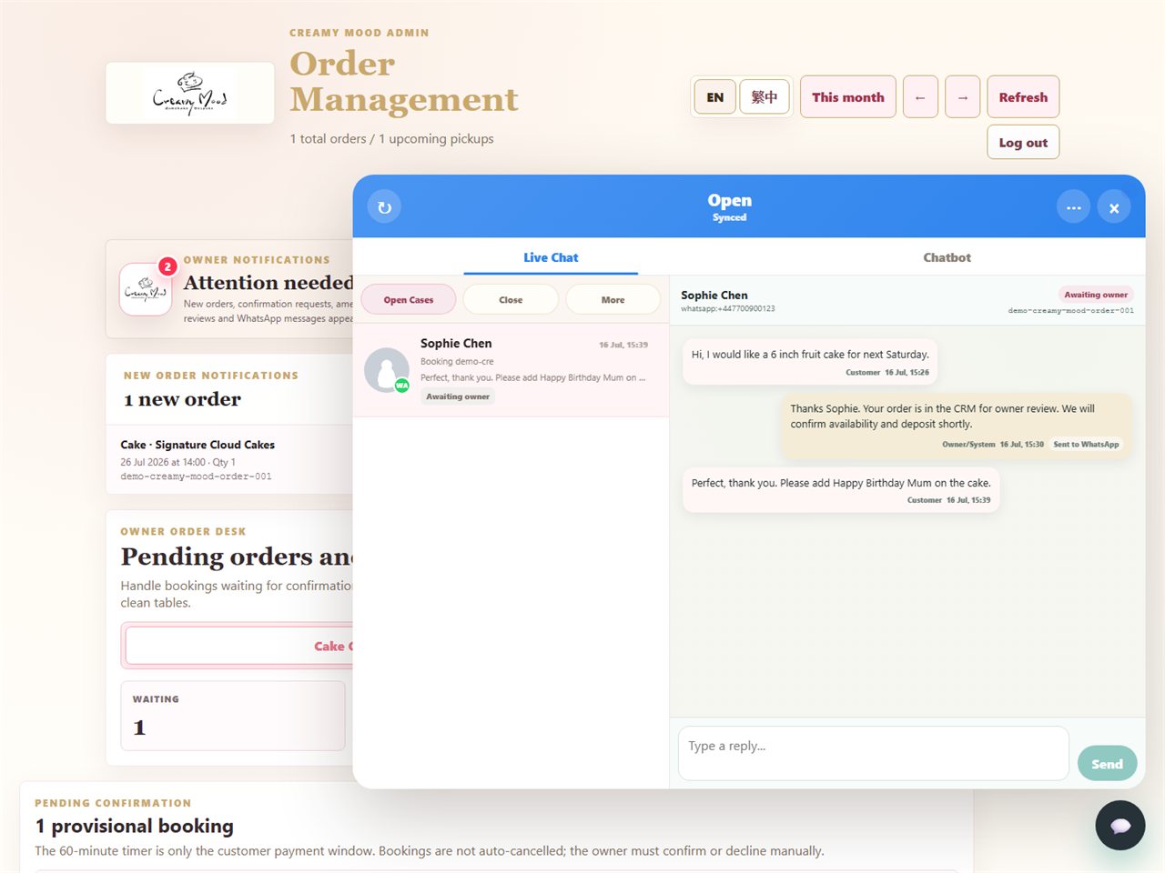 Creamy Mood WhatsApp CRM