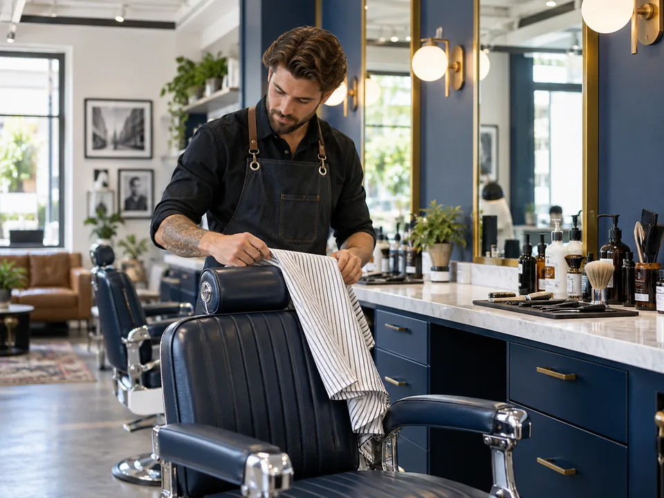 Barber preparing a modern barber shop